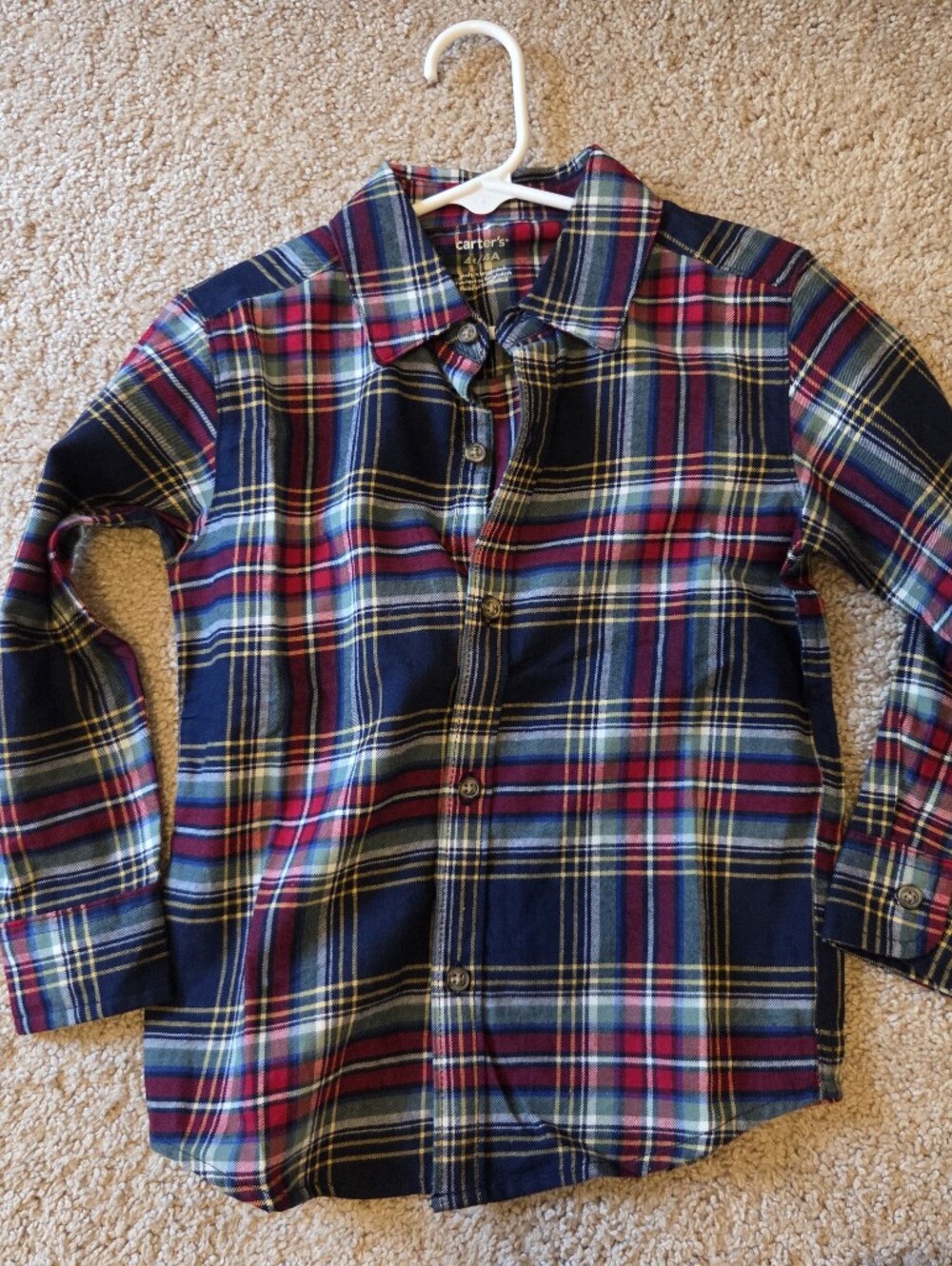 Carters Classic Navy and Red Plaid Kids Button-Up Shirt